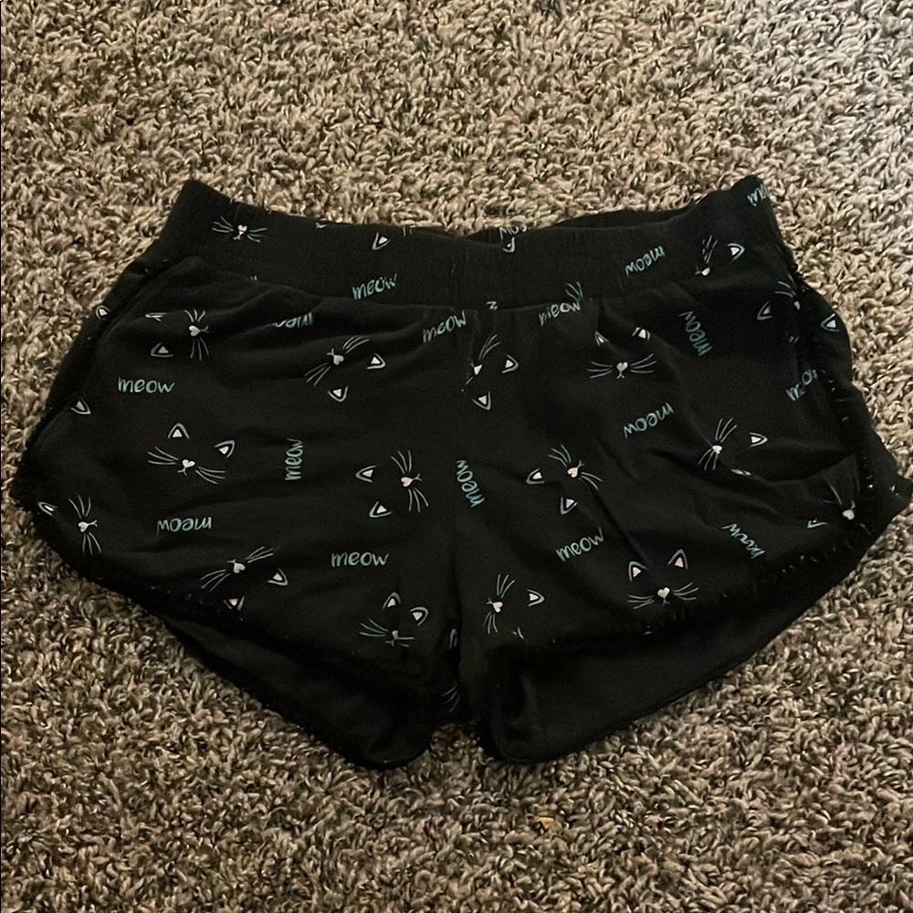 Justice Black Cat Print Kids Girls Shorts